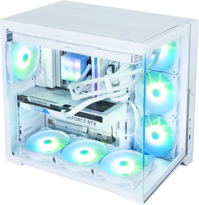 Zalman D40 White, weiß, Glasfenster