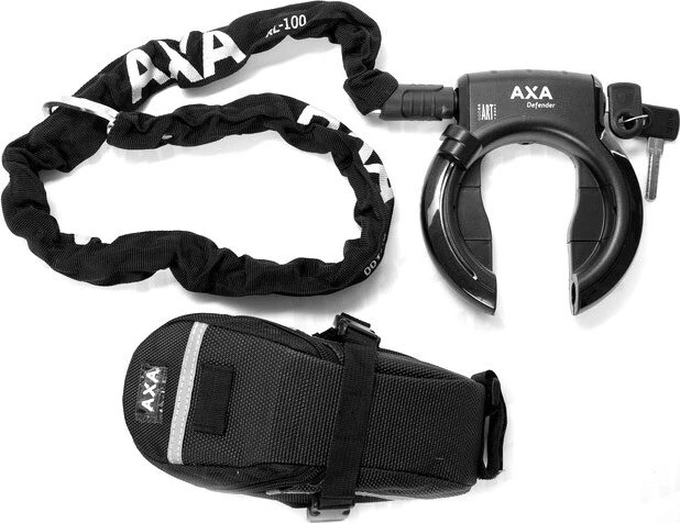 AXA Defender/RLC 100 + Einsteckkette Set inkl. Tasche Rahmenschloss, Schlüssel