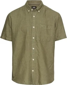 Camel Active Baumwoll-Leinenmix Hemd kurzarm dunkelgrün (Herren)