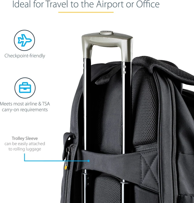 StarTech 15.6" Laptop Rucksack mit abnehmbarer Zubehörtasche, schwarz