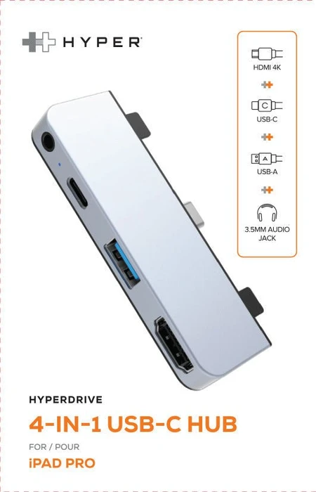 Targus HyperDrive 4-in-1 USB-C Hub für iPad Pro/Air, silber, USB-C 3.0 [Stecker]