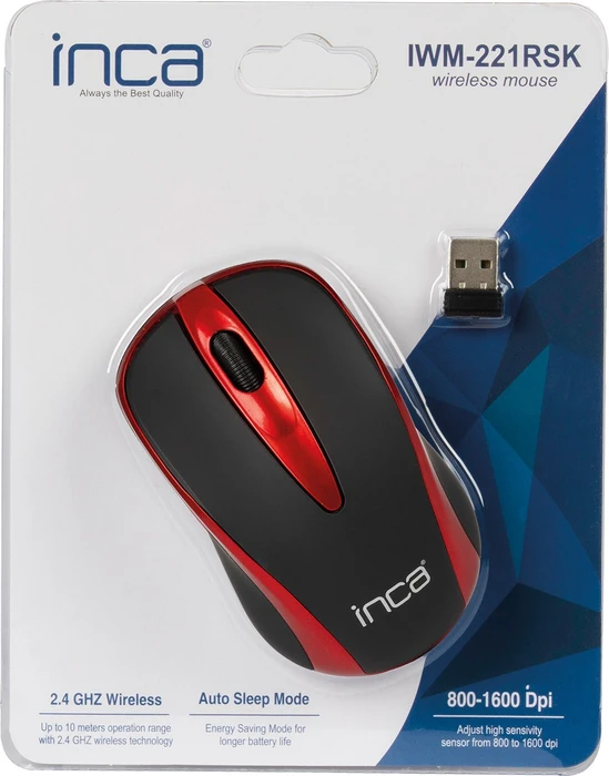 Inca IWM-221RSK Wireless Mouse schwarz/rot, USB
