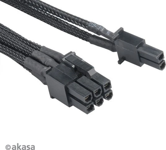 Akasa Flexa V8, 6/8-Pin PCIe Verlängerungskabel, 400mm, sleeved schwarz