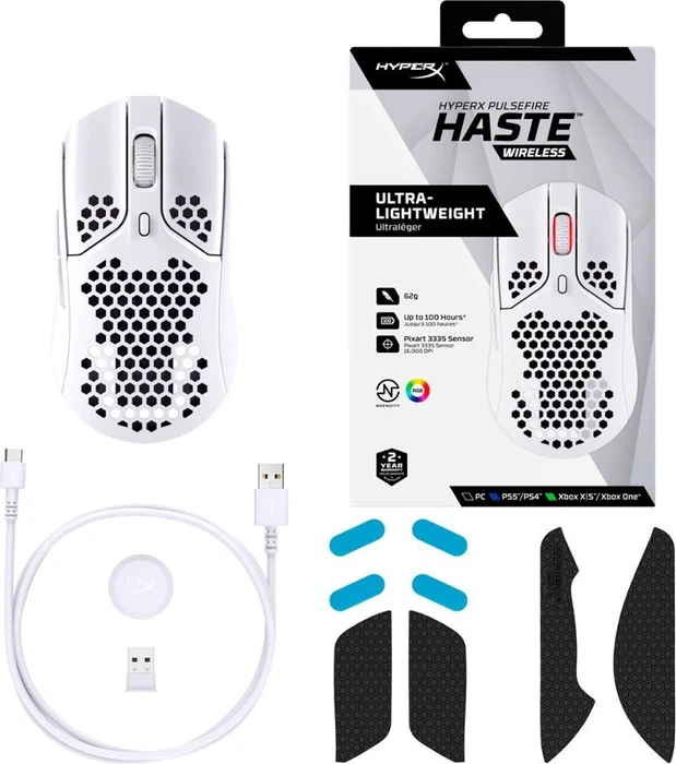 HP HyperX Pulsefire Haste Wireless weiß, USB