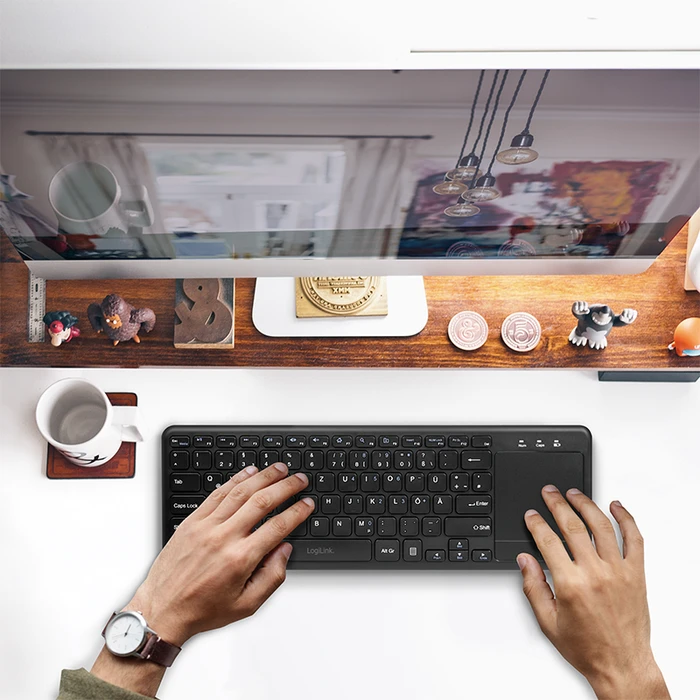 LogiLink Wireless Tastatur mit Touchpad, schwarz, USB, DE