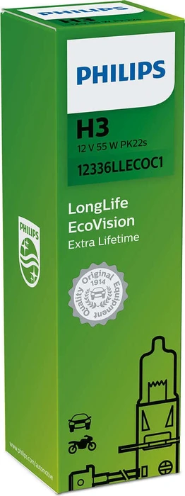 Philips LongLife EcoVision H3 55W, 1er-Pack Faltschachtel