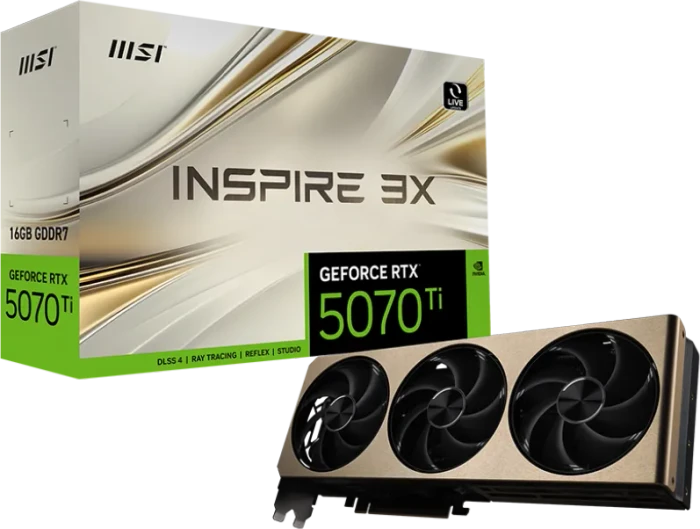 MSI GeForce RTX 5070 Ti 16G Inspire 3X Plus, G507T-16I3CP, 16GB GDDR7, HDMI, 3x DP