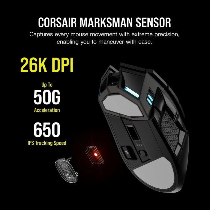 Corsair Gaming Darkstar Wireless MMO/MOBA Mouse, USB/Bluetooth