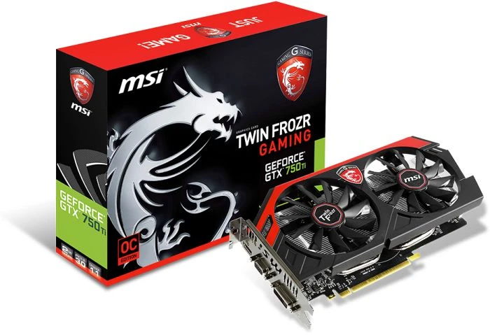 MSI GeForce GTX 750 Ti Gaming, N750 Ti TF 2GD5/OC, 2GB GDDR5, VGA, DVI, HDMI
