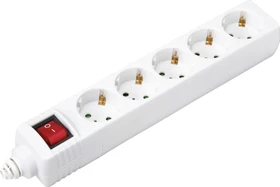 Sygonix Steckdosenleiste ohne Kabel mit Schalter, 5-fach, weiß