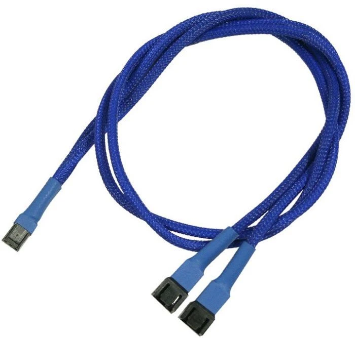 Nanoxia 3-Pin auf 2x 3-Pin Verteiler, sleeved, 60cm, blau