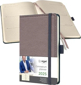 Sigel Conceptum Wochenkalender 2025, A6, Hardcover, taupe, 88 Blatt
