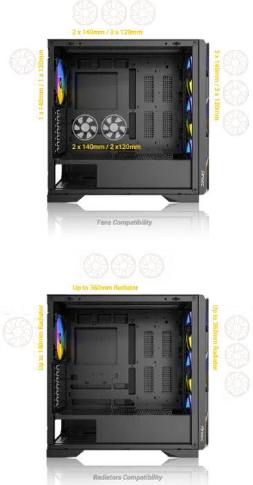Antec AX1000 ARGB, schwarz, Glasfenster