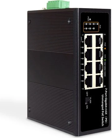 Digitus Professional Industrial Railmount Gigabit Switch, 8x RJ-45, PoE++ PD