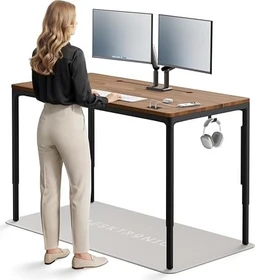 Desktronic HomeMax Sitz-Steh-Schreibtisch 160x80cm Nussbaum/schwarz