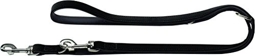 Hunter Softie Verstellbare Führleine für Hunde, Kunstleder, samtig, pflegeleicht, 2.0/200cm, schwarz