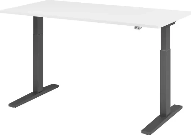 Hammerbacher Ergonomic Aktiv XMKA16 elektrisch höhenverstellbarer Sitz-Steh-Schreibtisch 160x80cm weiß/grau