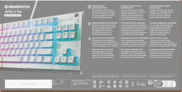 SteelSeries Apex 3 TKL, weiß, LEDs RGB, USB, ND