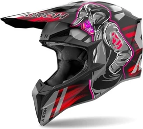 Airoh Wraaap Cyber matt schwarz/grau/rot