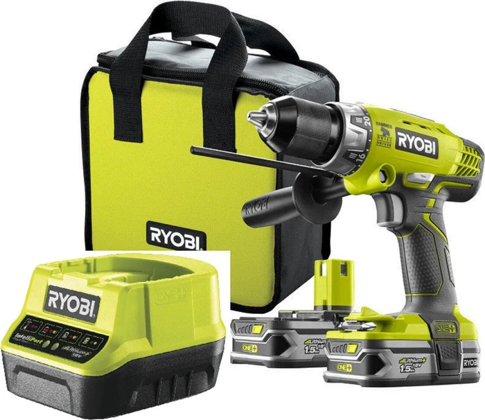 Ryobi R18PD-LL15S Akku-Schlagbohrschrauber inkl. Tasche + 2 Akkus 1.5Ah