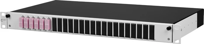 Metz Connect OpDAT slide splice LWL-Patchpanel SC-D Kupplungen, OM4 violett, 6-Port, 1HE, 1HE
