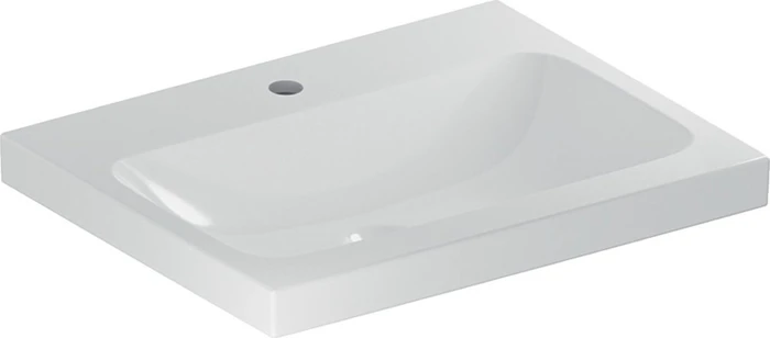 Geberit iCon Light Aufsatzwaschtisch 60cm, Hahnloch mittig, ohne Überlauf, weiß