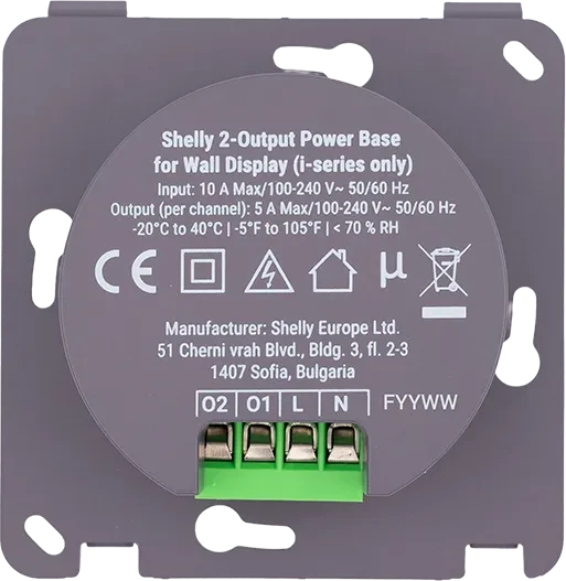 Shelly 2-Output Power Base für Wall Display (i-Series)