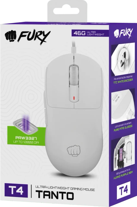 Natec Fury Tanto T4 Ultra-Lightweight Gaming Mouse weiß, USB