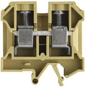 Weidmüller SAK 16 Durchgangs-Reihenklemme, Schraubanschluss, beige/gelb, 16 mm², 76 A, 1000 V, Anzahl Anschlüsse: 2