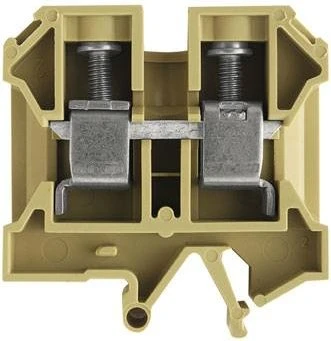Weidmüller SAK 16 Durchgangs-Reihenklemme, Schraubanschluss, beige/gelb, 16 mm², 76 A, 1000 V, Anzahl Anschlüsse: 2