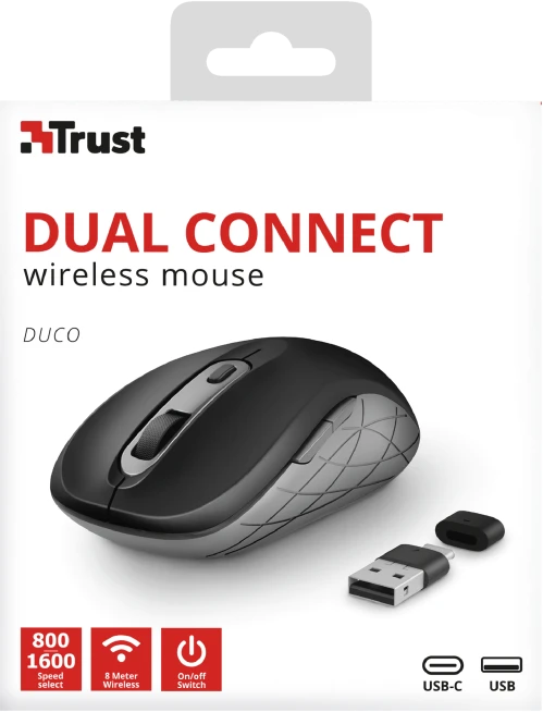 Trust Duco Dual Connect Wireless Mouse schwarz, USB