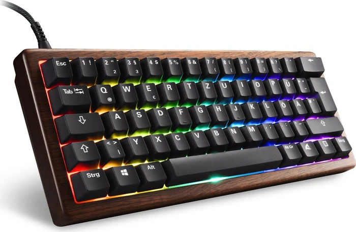 Sharkoon Skiller SGK50 S4 Gen2 Wood PBT, holz/schwarz, LEDs RGB, hot-swap, Gateron G Pro 3.0 YELLOW, USB, DE