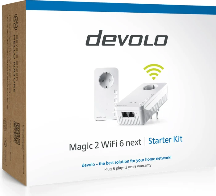 devolo Magic 2 WiFi 6 next Starter Kit, Powerline/WLAN-Access Point und Powerline-Adapter Set, 2er-Bundle