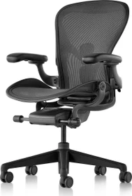 Herman Miller Aeron remastered Bürostuhl, Graphite grau, Größe C, Armlehnen Vinyl, Fußkreuz/Mechanik Kunststoff schwarz