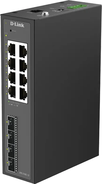 D-Link DIS-210G-12 Industrial Railmount Gigabit Smart Switch, 8x RJ-45, 4x SFP