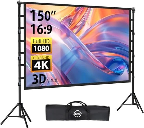LEORFI Beamer Stativ-Leinwand 150 Zoll