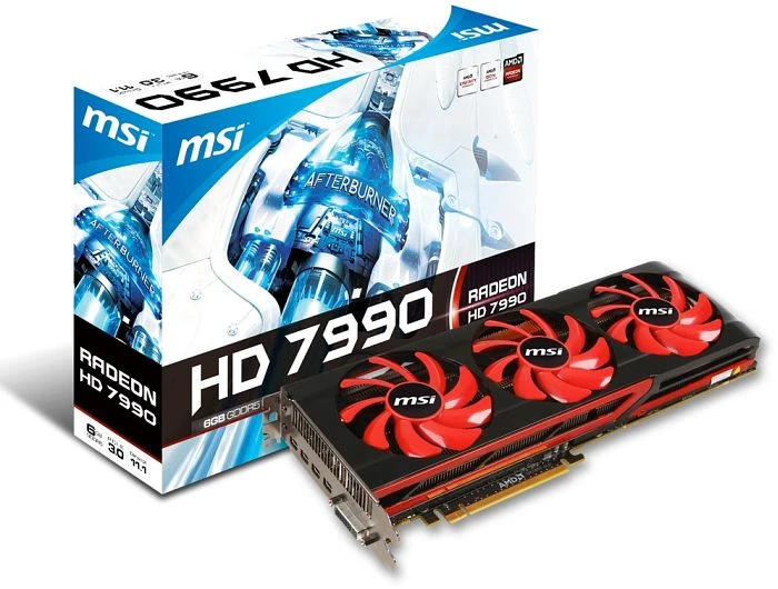 MSI Radeon HD 7990 [Malta XT], R7990-6GD5, 2x 3GB GDDR5, DVI, 4x mDP