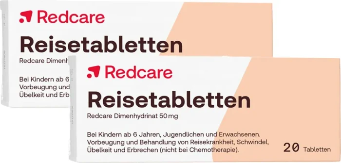 Redcare Dimenhydrinat 50mg Reisetabletten, 40 Stück (2x 20 Stück)