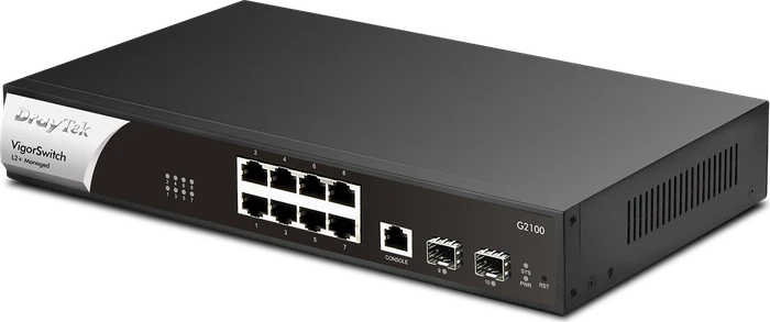 DrayTek VigorSwitch G2100 Desktop Gigabit Managed Switch, 8x RJ-45, 2x SFP