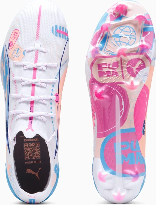 Puma Ultra 5 Ultimate Volume UP FG puma white/luminous blue/poison pink/fizzy melon