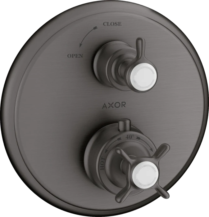 Hansgrohe Axor Montreux Thermostat Unterputz mit Kreuzgriff und Absperrventil brushed black chrome