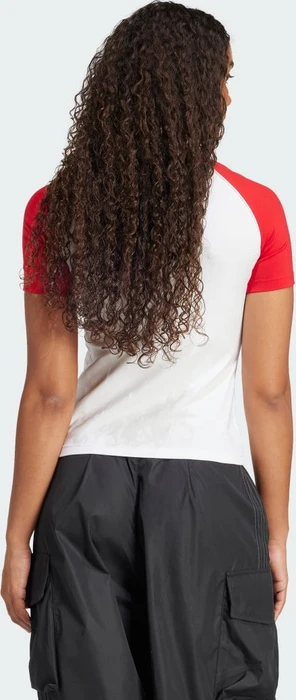 adidas Adicolor 3-Streifen Raglan Slim T-Shirt kurzarm white/better scarlet (Damen)