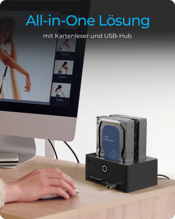 RaidSonic Icy Box Docking- und Klonstation mit Kartenleser IB-1233CL-CR, USB-B 3.0