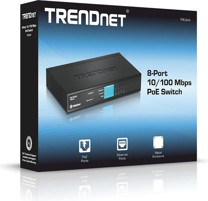 TRENDnet TPE-S Desktop Switch, 8x RJ-45, 30W PoE