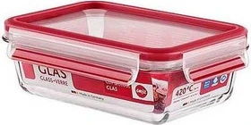 Emsa Clip&Close Glas rechteckig Aufbewahrungsbehälter 700ml rot