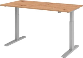 Hammerbacher Ergonomic Aktiv XMKA16 elektrisch höhenverstellbarer Sitz-Steh-Schreibtisch 160x80cm Asteiche/silber