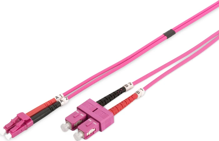 Digitus LWL Duplex Kabel, OM4, 2x LC Stecker/2x SC Stecker, 3m, violett