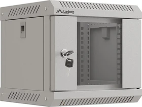Lanberg WF11 Series 10" Rack Wandschrank 4HE, hängend, Flatpack, Glastür, IP20, RAL 7035, 300mm tief