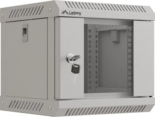 Lanberg WF11 Series 10" Rack Wandschrank 4HE, hängend, Flatpack, Glastür, IP20, RAL 7035, 300mm tief