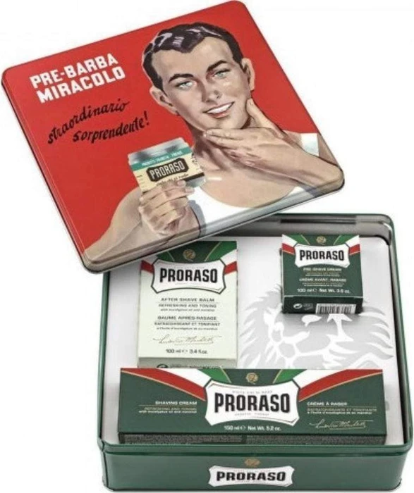 Proraso Vintage Green Pre Rasiercreme 100ml + Rasiercreme 150ml + After Shave 100ml + Box Geschenkset